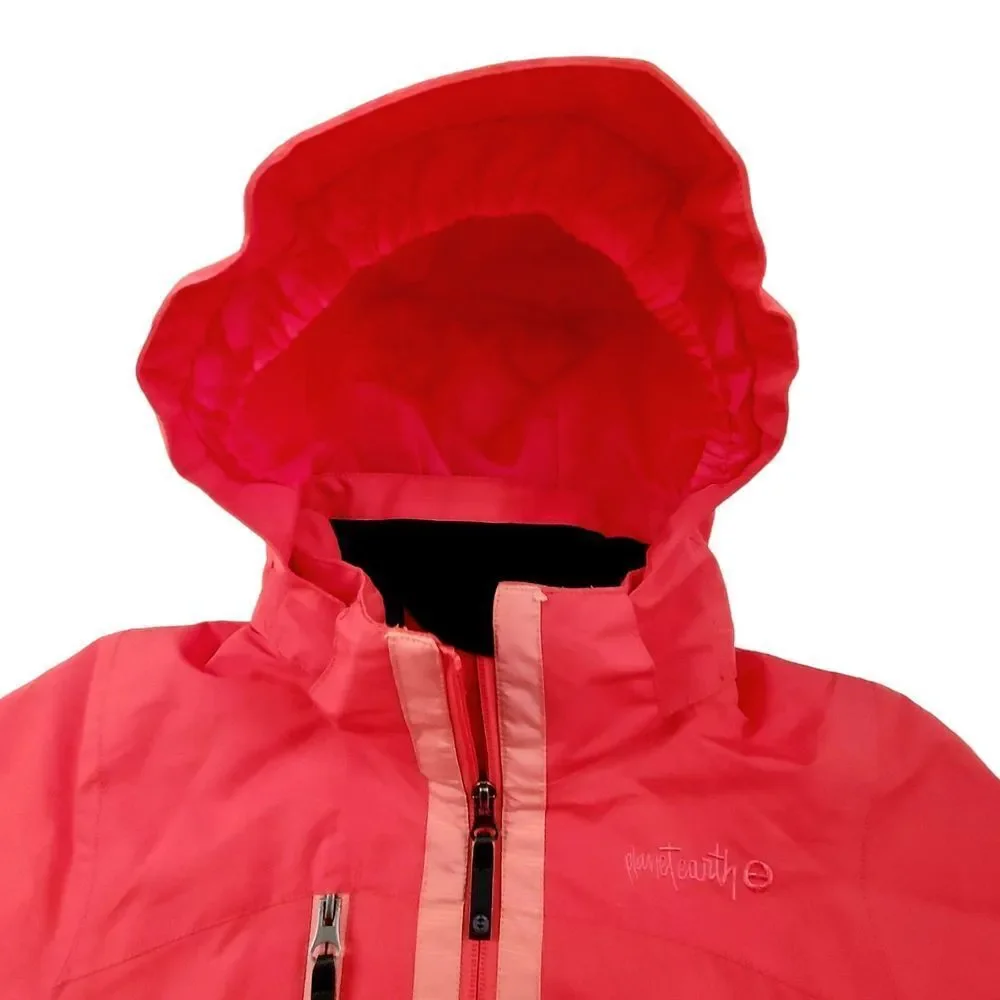 Planet Earth Snow Jacket Girls Small Orange Snowboarding Full Zip Insulated